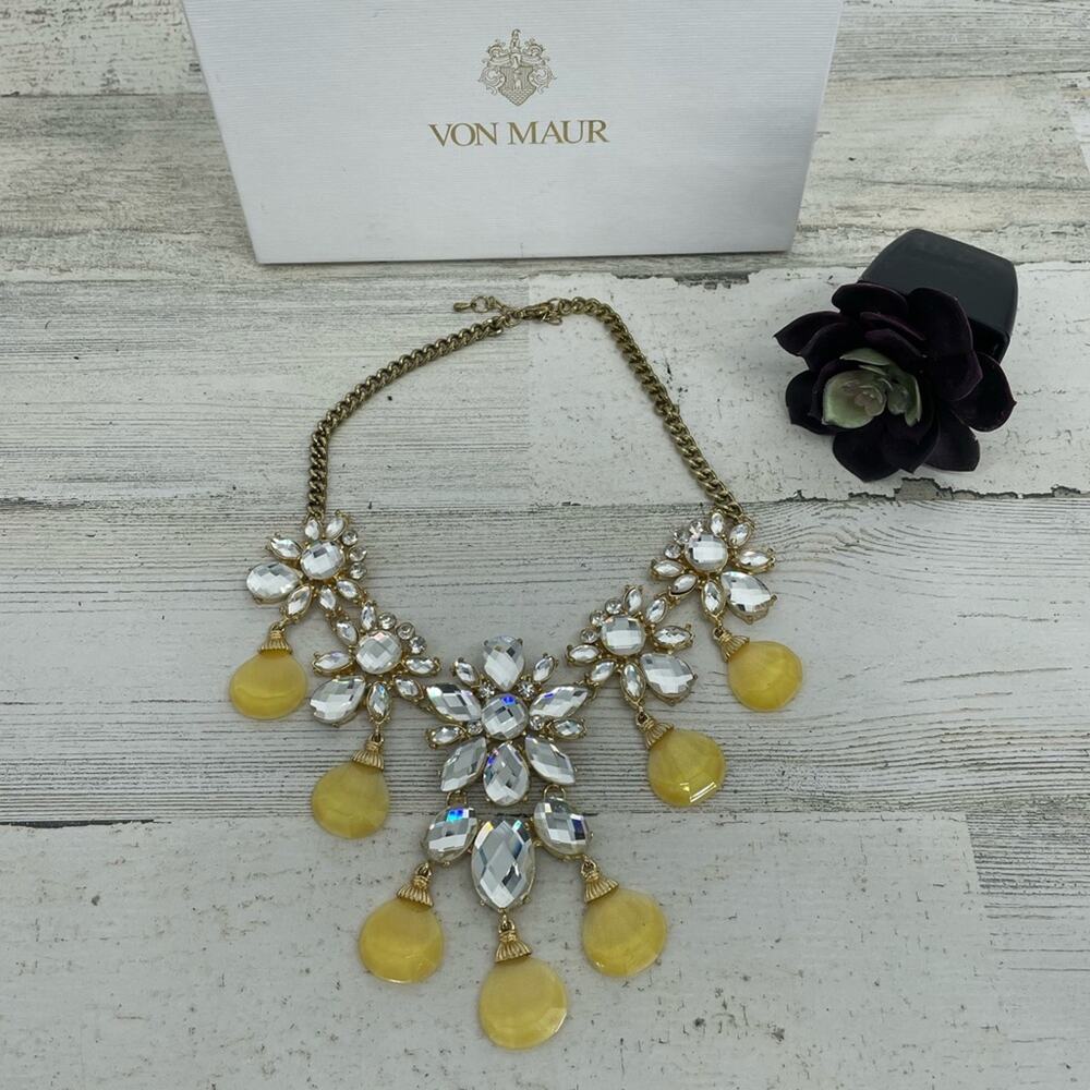 Von Maur NEW Statement Adjustable Jeweled Necklace Gold Costume